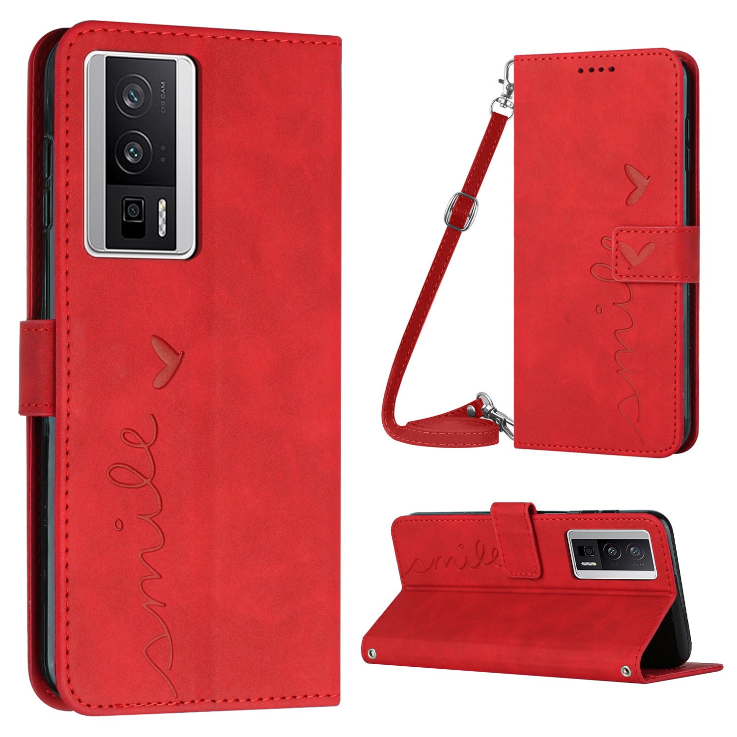 For Xiaomi Poco F5 Pro 5G Redmi K60 Pro 5G K60 5G Stand PU Leather Phone Case Heart Shape Phone Wallet Cover with Shoulder Strap For Xiaomi Poco F5 Pro 5G Redmi K60 Pro 5G K60 5G Stand PU Leather Phone Case Heart Shape Phone Wallet Cover with Shoulder Strap